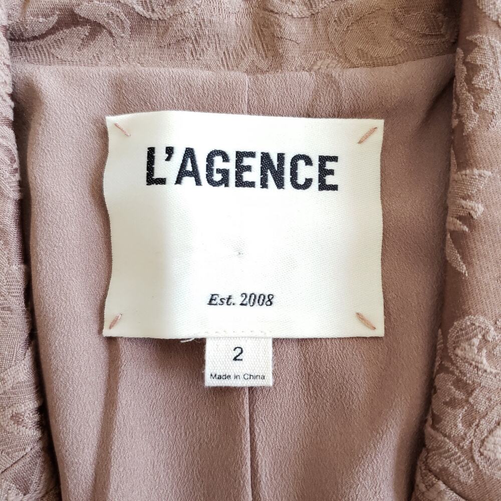 L'AGENCE brocade jacquard golden brown caramel single breasted blazer jacket 2 - Picture 5 of 5